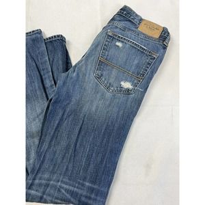 VTG Abercrombie Fitch Blue Distressed Thrashed Jeans Size 32X34 Made in USA
